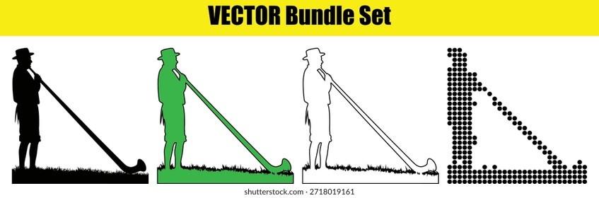Four vector illustrations of surveyors with different styles