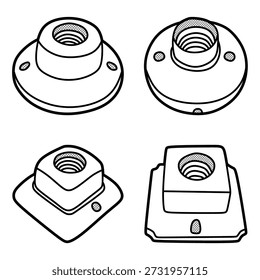 four vector lamp holder images, customizable lines