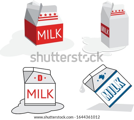 Four vector milk cartons with, 3 pint size and 1 liter.