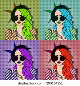 Four vector pop art portraits