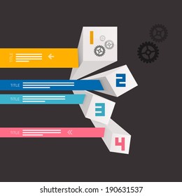 Four Vector Progress Steps for Tutorial, Modern 3d Infographics Layout