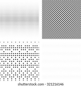 Four Vector Seamless Patterns. Halftone Effect.