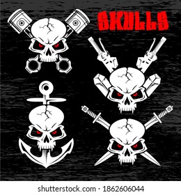 Four vector skulls of different subjects
