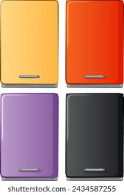 Four vector smartphones in different colors