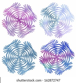 Four vector snowflakes on white background