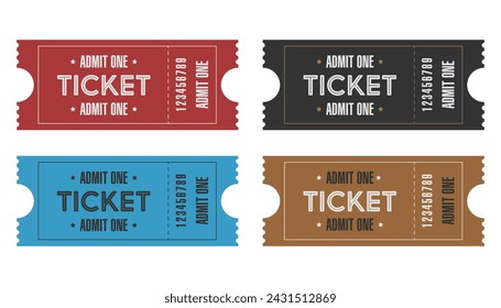 Four vector tickets. Isolated on a white background. Flat design.	