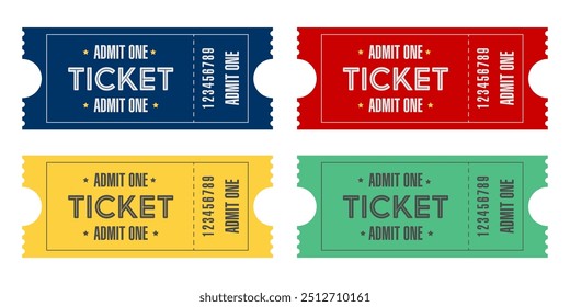 Four vector tickets. Isolated on a white background. Flat design. Vector illustration	