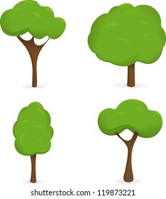 Four vector trees on white background