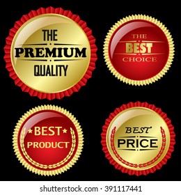 Four vector vintage badges collection "Best choice", "Premium quality", "Bestseller", "Best price"