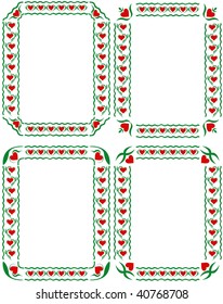 Four versions of the frame with ornaments of hearts