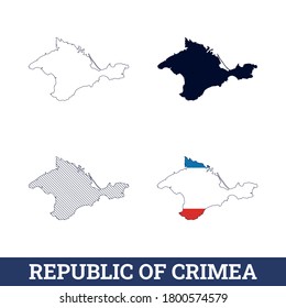 Four Versions Of Russia State Republic Of Crimea Map With Flag Vector