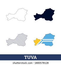 Four Versions of Russia State Tuva Map with flag vector