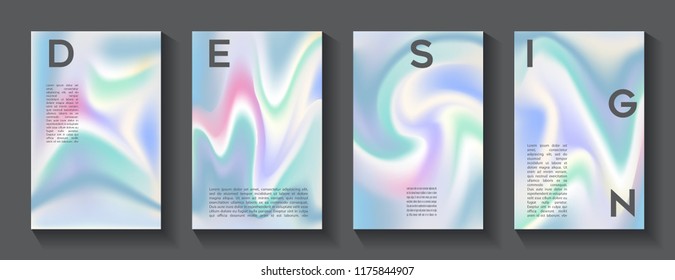 Four vertical banners.  Colorfull  abstract background like a wave or a holography.  Design elements for cosmetics products, wellness, spa and business card. Book cover.