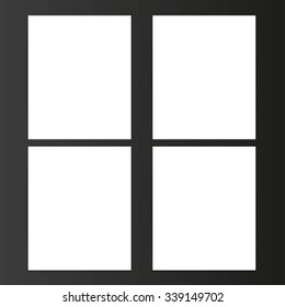Four vertical blank banners set on a black background