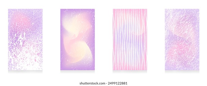 Historia de fondo de gradiente de cuatro Verticales con una paleta de colores pastel de moda con grunge abstracto, líneas y texturas agrietadas