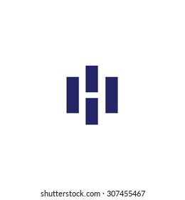 Four vertical rectangles forming letter H in negative space