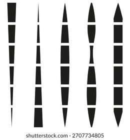 Cuatro rayas de Vertical. Formas geométricas Abstractas. Conjunto de elementos de Vector dinámico. Gráfico blanco negro.
