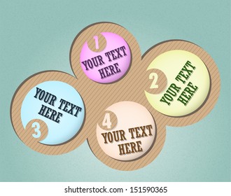 four vintage circle signs