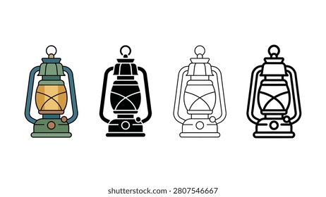 Four vintage lantern illustrations displayed sidebyside