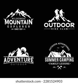 four vintage outdoor adventure logo designs set