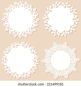 Four vintage round frames. Vector illustration