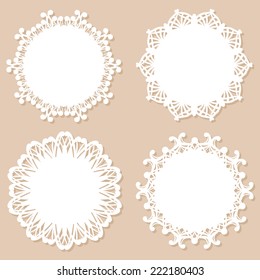 Four vintage round frames. Vector illustration