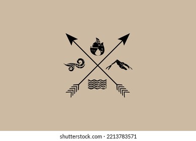 Four Vintage Style Vector Illustration Elements