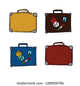 four vintage suitcases