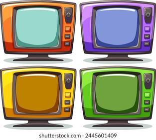 Four vintage TVs with vibrant colorful screens