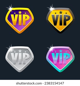 Cuatro íconos VIP. Tarjeta VIP para juego 2D