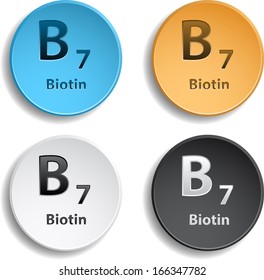 Four vitamin b7 different colors. eps10