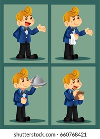 four waiter cartoon 