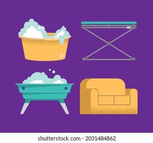 four washing pets set icons