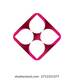 Cuatro gotas de agua en forma de rectángulo redondeado diseño de logotipo de Vector.