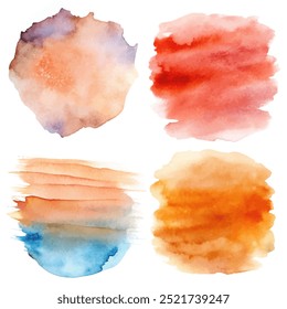 Die vier Aquarell-Pinselstriche sind alle in verschiedenen Farben und Größen erhältlich. Sie erzeugen ein Gefühl von Bewegung und Energie in der Malerei