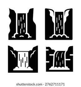 Four Waterfall Icons With Different Designs collection