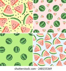 Four watermelon design. Hand drawn background