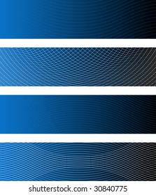 Four Waving Lines Banners (all stroke widths are editable)