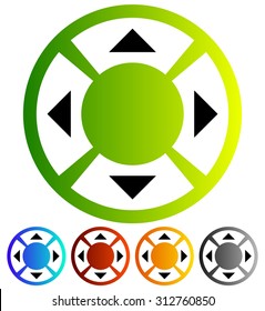 Four way arrow, button with arrows. Vector Illustration.