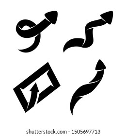 Four Way Arrow Direction Vector Black Color set