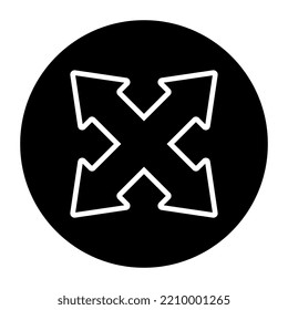 Vier-Wege-Pfeilsymbol im trendigen Stil