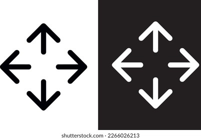 Four Way Arrow Icon vector design black and white