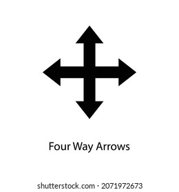Four Way Arrows Trendy solid icon isolated on white and blank background for your design