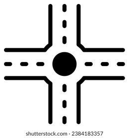Four Way Intersection Icon Illustration, for UIUX, Infographic, etc