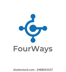 Four Ways Target Board Blue Button Circle Line Logo Template