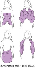 Four ways to wear a scarf. Vector