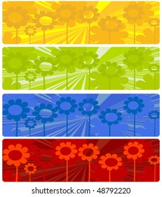 Four web banners with floral design over white background