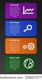 Four web Vector infographics icons, color with noise texture