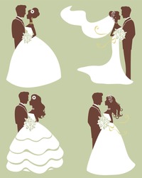 Four Wedding Couples In Silhouette