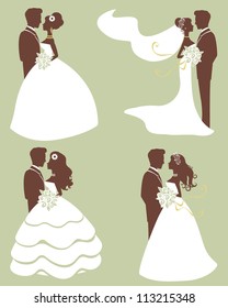 Four wedding couples in silhouette